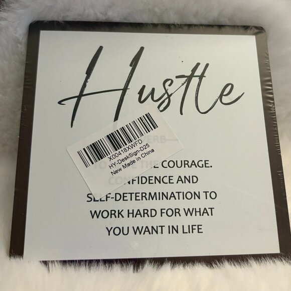 Inspirational Hustle Sign with Stand, Home Decor, Funny Desk Decor (SKU: 77MI) - Picture 1 of 3